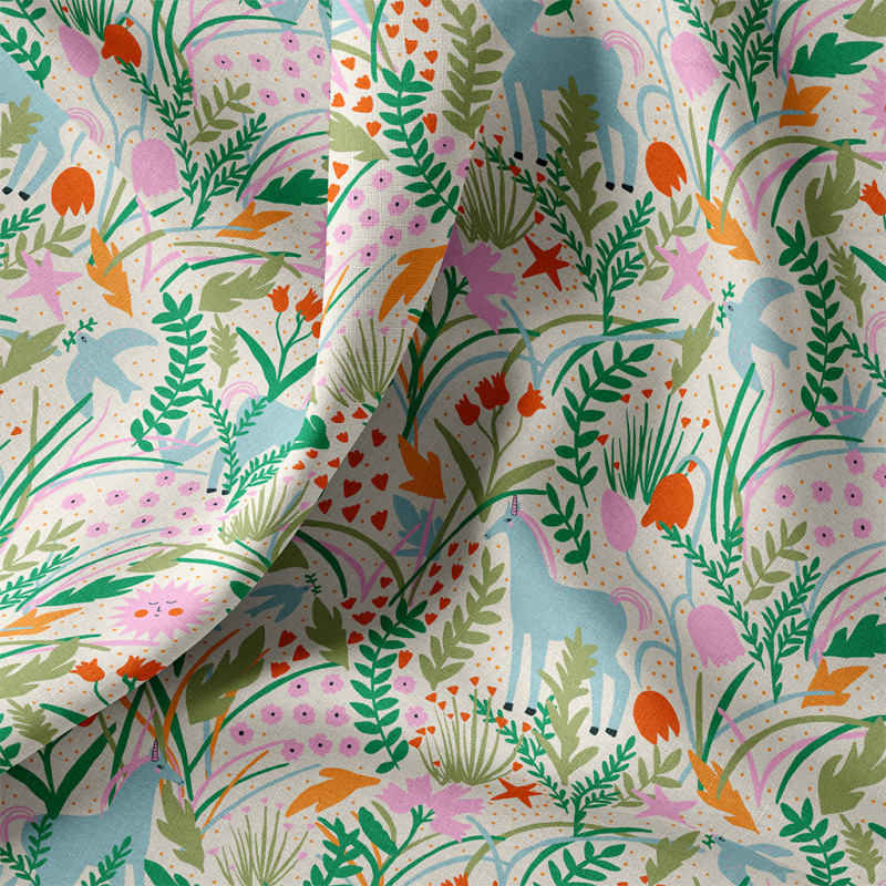 Printed Cotton AZLINE Ecru / Green